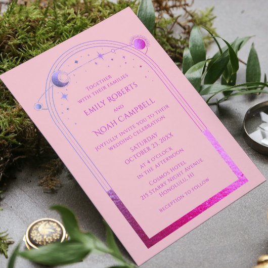 Invitation Mysic Chic Rose Purple Star Espace Photo