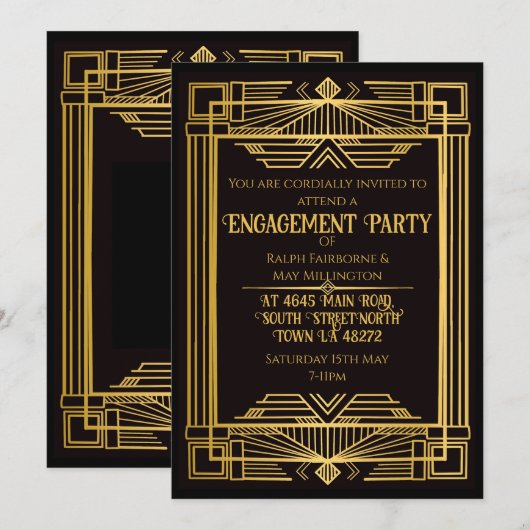 Invitation mystère d'anniversaire art déco 1920 (Devant / Derrière)