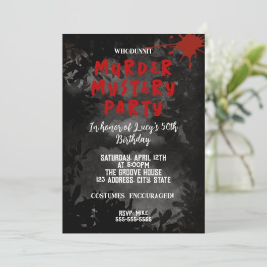 Invitation mystère de meurtre whodunit partie sanglante 40e 5 (Debout devant)