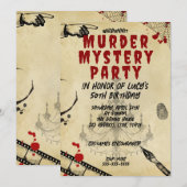 Invitation mystère de meurtre whodunit partie sanglante 40e 5 (Devant / Derrière)