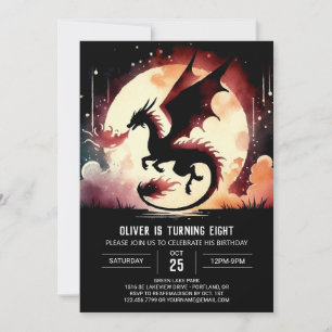 Invitation Mystérieux Dragon Enfants d'anniversaire