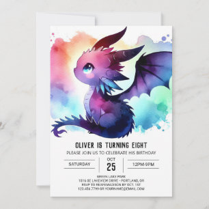 Invitation Mysterious Dragon Birthday Personnalisable