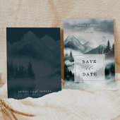 Invitation Mysterious Foggy Mountain Forest Save the Date