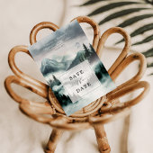 Invitation Mysterious Foggy Mountain Forest Save the Date