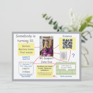 Invitation Mystery Crime solutionner la preuve Commission QR