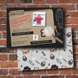 Invitation Mystery Kids Secret Agent Spy Détective Anniversai