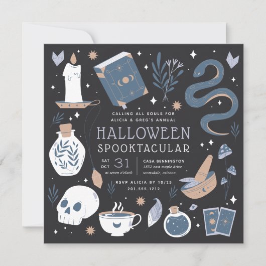 Invitation Mystic Boho Crystal Halloween Party (Devant)