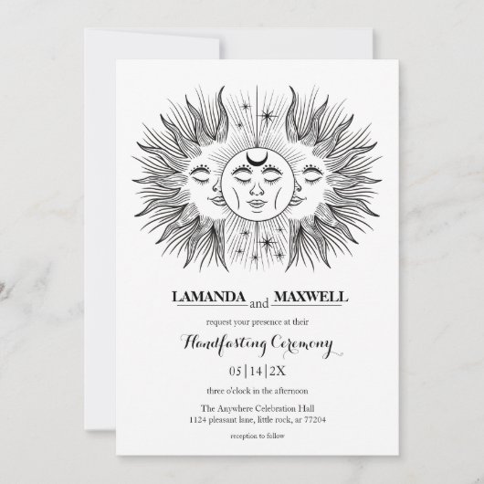 Invitation Mystic Boho Moon & Sun Celestial Handfasting (Devant)