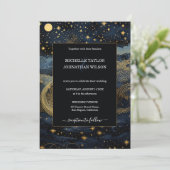 Invitation Mystic Celestin Midnight Blue Gold Stars Lune (Debout devant)