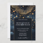 Invitation Mystic Celestin Midnight Blue Gold Stars Lune (Devant)