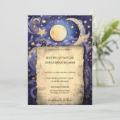 Invitation Mystic Celestin Midnight Blue Gold Stars Lune (Debout devant)