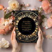 Invitation Mystic Chic Black Gold Mariage