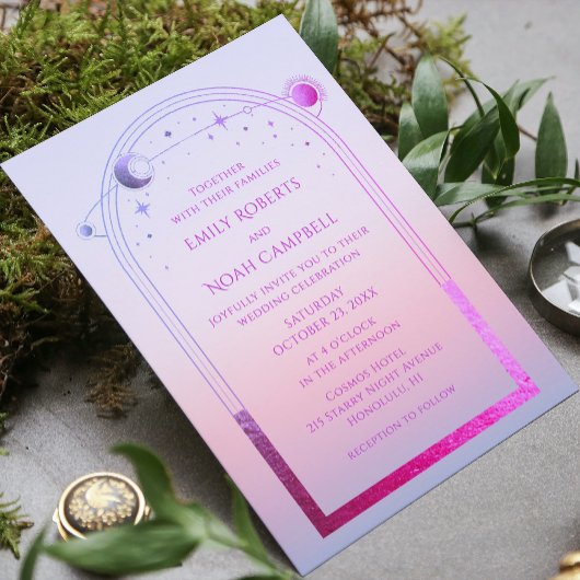 Invitation Mystic Chic Sunset Rose Sun Moon Stars Space