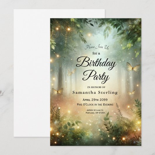 Invitation Mystic Forest Meadow Magic (Devant / Derrière)