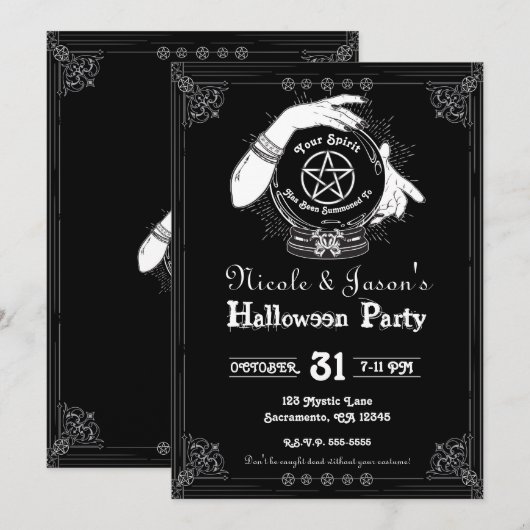 Invitation Mystic Fortune Teller Mystical Halloween Party (Devant / Derrière)