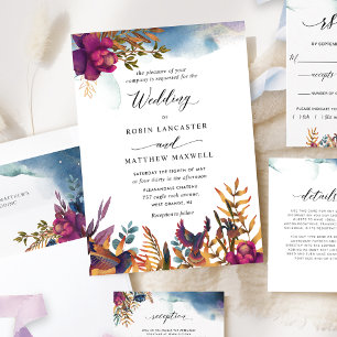 Invitation Mystic Garden Purples and Blues Jewel Tone Mariage