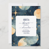 Invitation Mystic Midnight Blue et Gold Watercolor Bride (Devant)