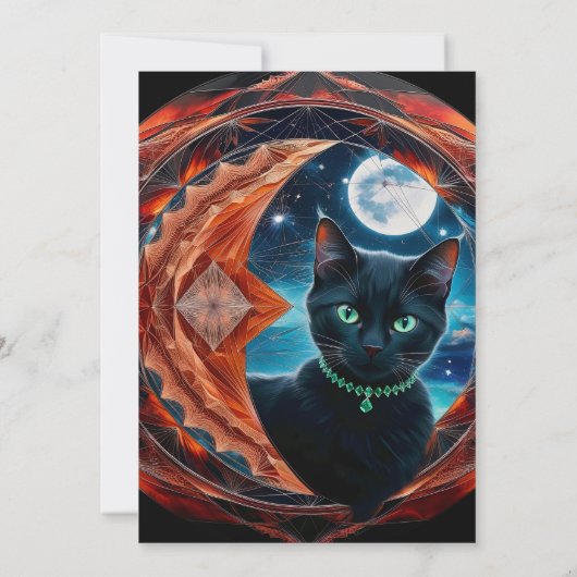 Invitation Mystical Black Cat Celestial Mandala (Dos)