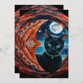 Invitation Mystical Black Cat Celestial Mandala (Devant / Derrière)