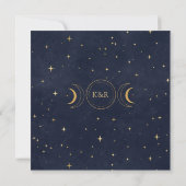 Invitation Mystical Celestial Gold Moon Stars Carré Mariage (Dos)