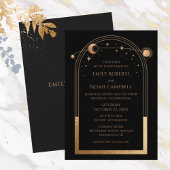 Invitation Mystical Chic Black Gold Star Lune Espace d'astron
