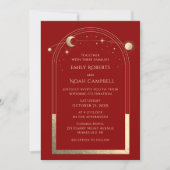 Invitation Mystical Dark Red Gold Sun Moon Astronomy Space (Devant)