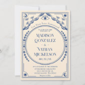 Invitation Mystical Elegant Bleu Tarot Mariage gothique (Devant)