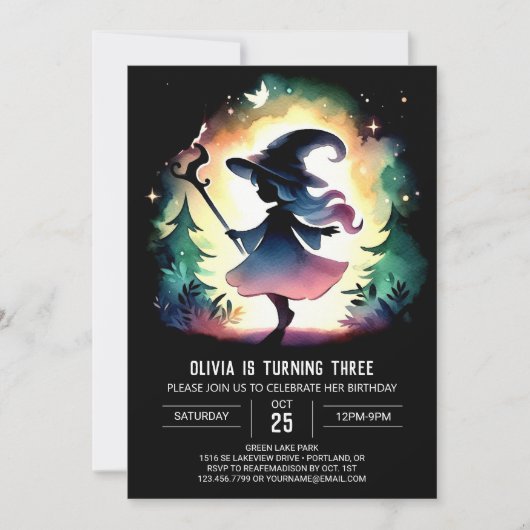 Invitation Mystical Elegant Wizard Anniversaire (Devant)