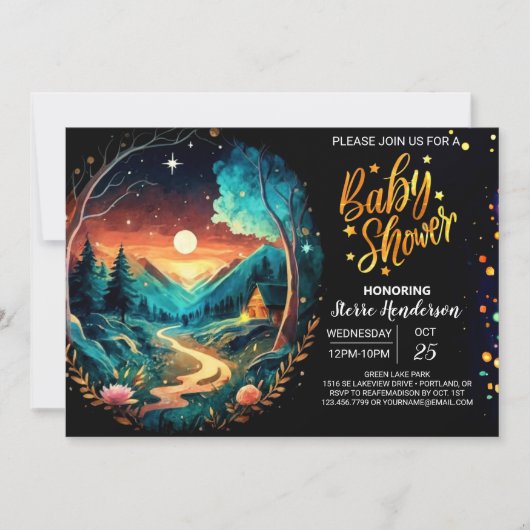 Invitation Mystical Grove Enchanted Baby shower d'aventure (Devant)