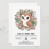 Invitation Mystical Lovely Digital Owl Anniversaire (Devant / Derrière)