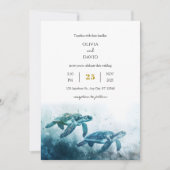 Invitation Mystical Moonlight Blue Sea Turtle Love Mariage (Devant)