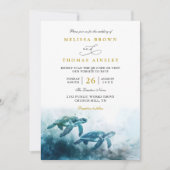 Invitation Mystical Moonlight Blue Sea Turtle QR Code Wedding (Devant)