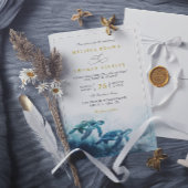 Invitation Mystical Moonlight Blue Sea Turtle QR Code Wedding