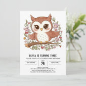 Invitation Mystical Pretty Digital Owl Anniversaire (Debout devant)