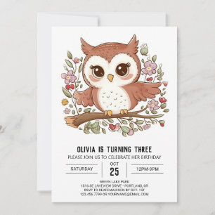 Invitation Mystical Pretty Digital Owl Anniversaire