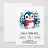 Invitation Mystical Pretty Penguin Digital Anniversaire (Devant / Derrière)