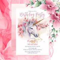 Mystical Unicorn Floral Girl 2e fête d'anniversair