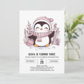 Invitation Mystical Whimsical Penguin Digital Anniversaire (Debout devant)