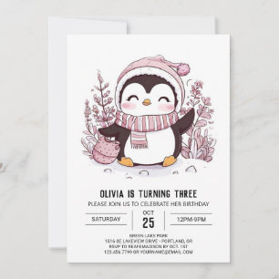 Invitation Mystical Whimsical Penguin Digital Anniversaire