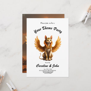 Invitation Mystical Winged Cat Sphinx - Art Imaginaire égypti