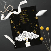 Invitation Mystique Black Gold Celestial Lune Mariage Invita