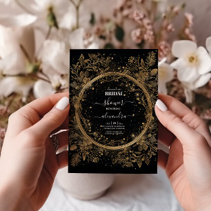 Invitation Mystique Céleste Mariage Noir et Or