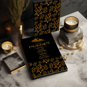 Invitation Mystique nuages d'or noir Fiançailles de lune