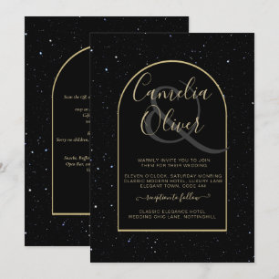Invitation Mystique OR NOIR Mariage de nuit étoilé