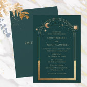 Invitation Mystique Vert Or Soleil Lune Espace Astronomique