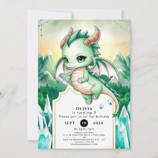 Invitation Mythique Enfants Dragon Anniversaire (Devant)