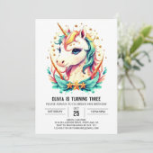Invitation Mythique Graceful Unicorn Anniversaire (Debout devant)