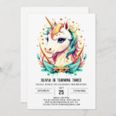 Invitation Mythique Graceful Unicorn Anniversaire (Devant / Derrière)