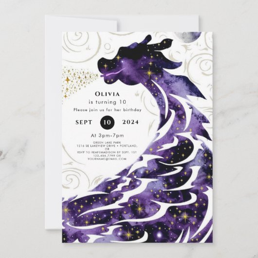 Invitation Mythique Joyeux Dragon Anniversaire (Devant)