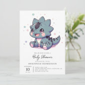 Invitation Mythique Petit Baby shower Dinosaure (Debout devant)
